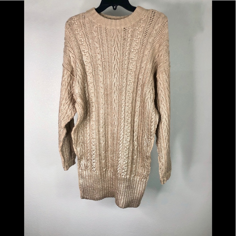 Free People Good As Gold Cable Knit Tunic Sweater - Picture 2 of 8